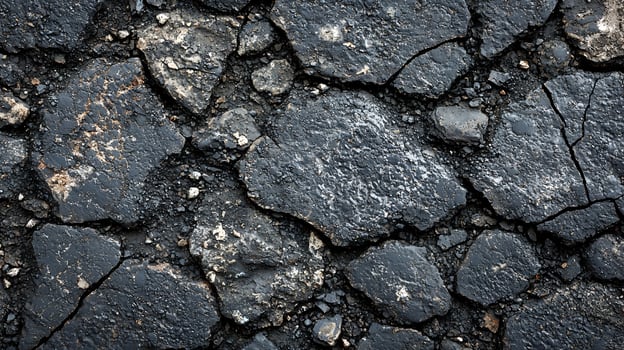 Dark Cracked Asphalt Texture Background Rough Surface Detail road grey rock stone black decay design photo