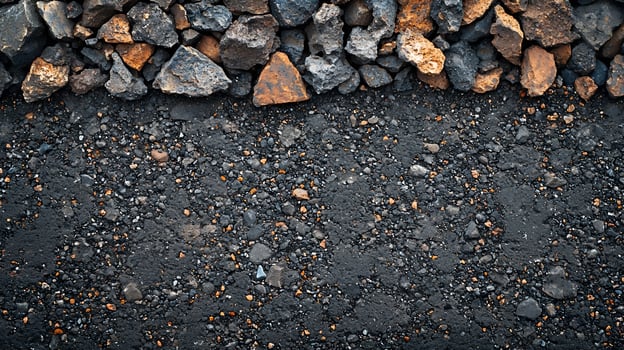 A pile of rocks and gravel on the ground photo