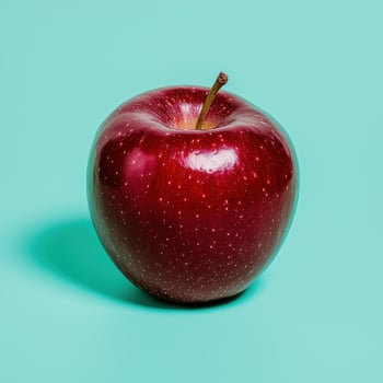 Red apple on a teal background. photo