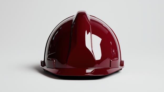 Burgundy hard hat safety helmet on white background photo