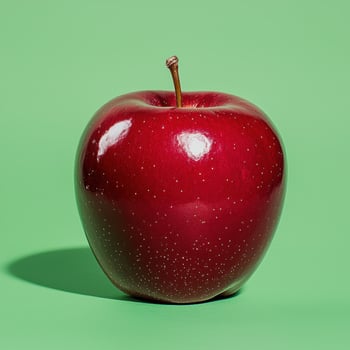 Red apple on green background photo