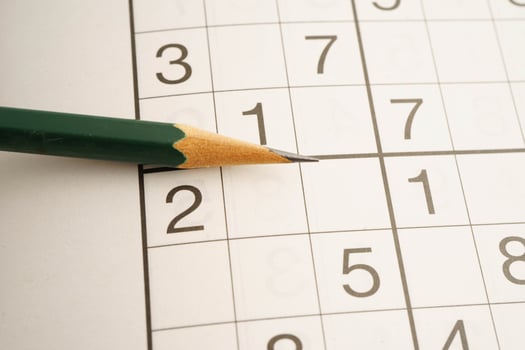 Sudoku puzzle, game to play for keep you brain younger for developing Alzheimer disease in senior photo