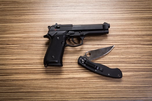 Terrorism concept. Handguns.Close up. photo
