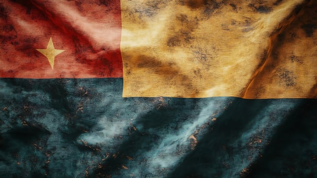 Vintage Textured Flag of Cameroon with Weathered and Rustic Appearance photo