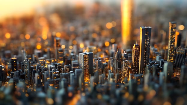Illuminated Night City Skyline with Vibrant Lights Creating a Majestic Urban Scene photo