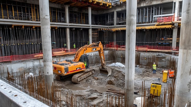 Deep Excavation for New Building Foundation in Urban City Center Construction photo