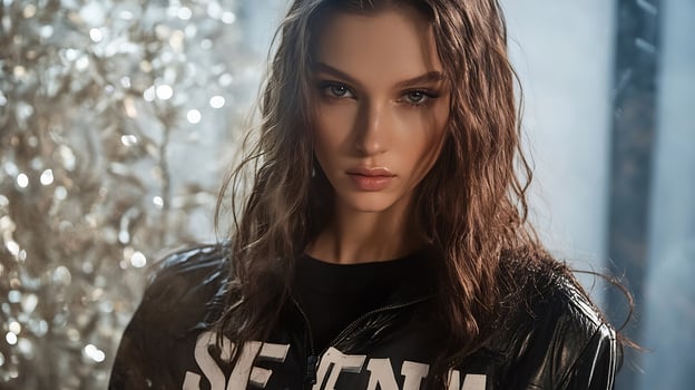 Stylish Portrait of Fashion Model in Modern Urban Setting photo