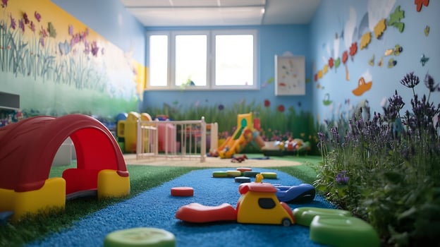 Vibrant and Playful Daycare Interior for Child-Friendly Fun and Learning photo