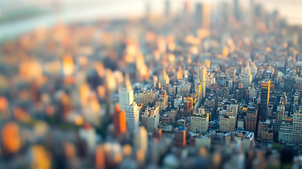 Aerial View of Cityscape with Skyscrapers and Lush Surroundings Captured in Daylight photo