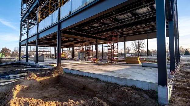 Modern Urban Construction Site of New Commercial Building Framework photo