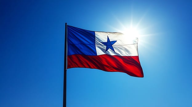 Vibrant Lone Star Texas State Flag Under Bright Blue Sky photo