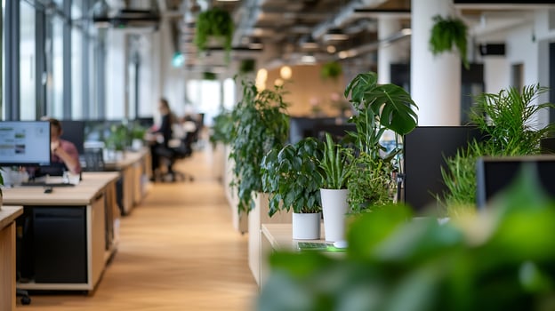 Modern Eco-Friendly Office Interior with Plants and Open Space photo