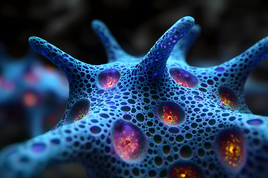 Abstract Organic Structure with Vibrant Blue and Orange Textures photo