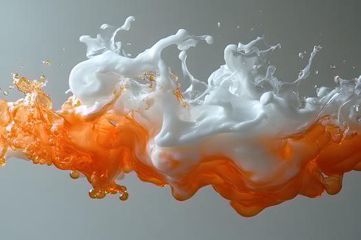Abstract Fluid Dynamics with Vivid Orange and White Ink Swirls for Creative Design photo