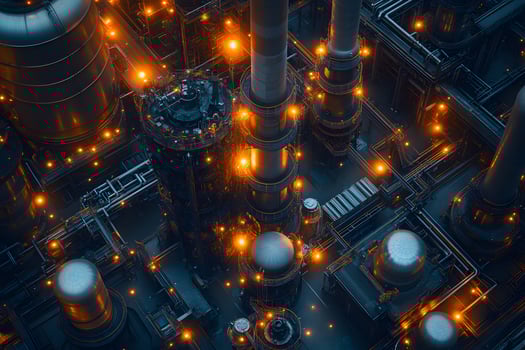 Futuristic Industrial Plant Illuminated at Night - Sci-Fi Art for Conceptual Design photo