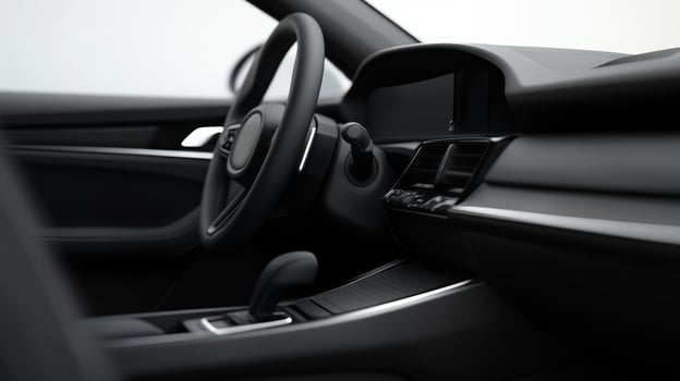 Interior view of a modern car showcasing the dashboard and controls in a minimalistic design photo