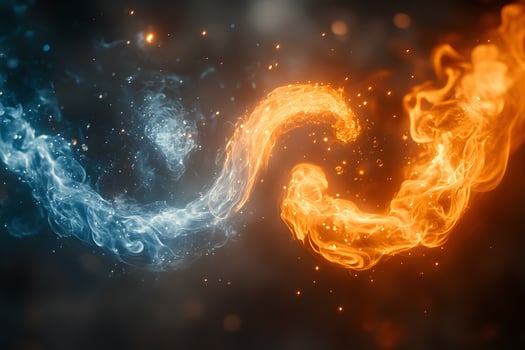 Dynamic Balance Fiery and Icy Swirls Illustration for Abstract Design and Decor photo