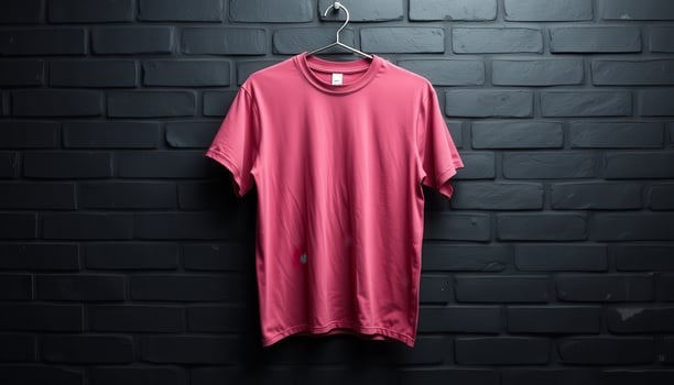 Pink TShirt Hanging on a Black Brick Wall photo