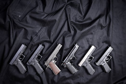 Terrorism concept. Handguns.Close up. photo
