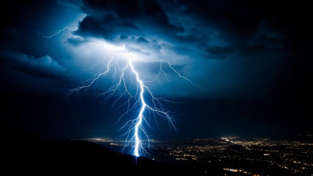 Lightning strike bursting from a neon frame. photo