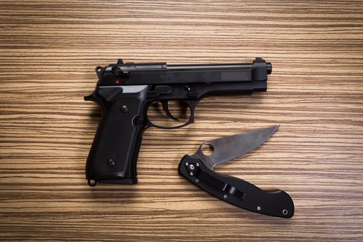 Terrorism concept. Handguns.Close up. photo