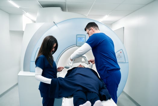 Medical scientific hospital laboratory meeting. Diverse team of neurologists, neuroscientists, neurosurgeons taking MRI, CT scan of patient, Talk About Treatment Method, New Drugs Cure photo