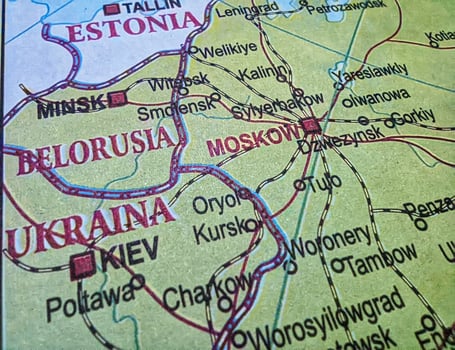 Map of moscow and kiev. photo