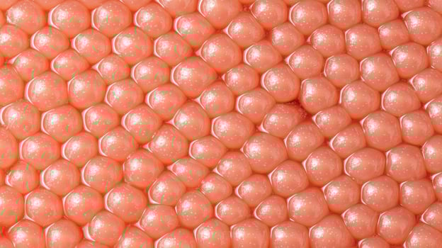 Abstract Background of Close Up Shiny Peach Colored Spheres in a Hexagonal Pattern photo