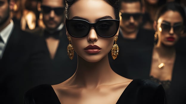 Elegant Fashion Model with Sunglasses in a Stylish Event Setting photo
