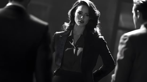 Confident Businesswoman in Dramatic Black and White Portrait photo