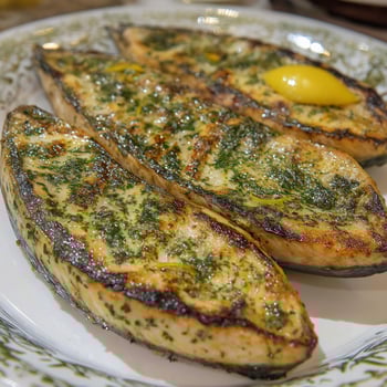 A plate with two grilled fish photo