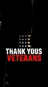 Veterans Day tribute expressing gratitude with patriotic elements and a bold message honoring those who served photo