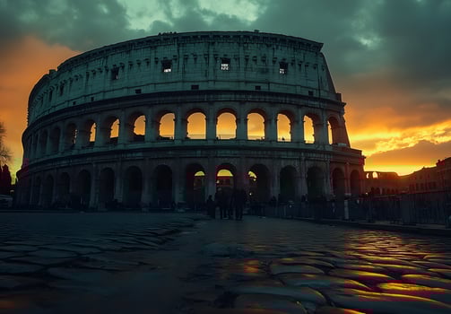 Majestic Colosseum Sunset Roman Architecture Beauty photo