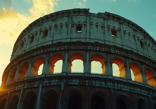 Majestic Colosseum Sunset Ancient Roman Architecture photo