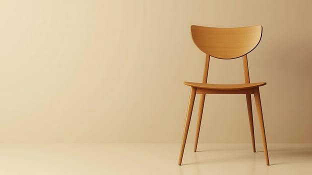 Modern Wooden Chair Against Beige Wall photo