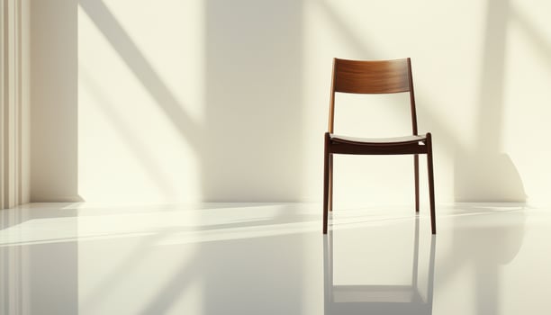 Wooden Chair In Minimalist Room Sunlight photo