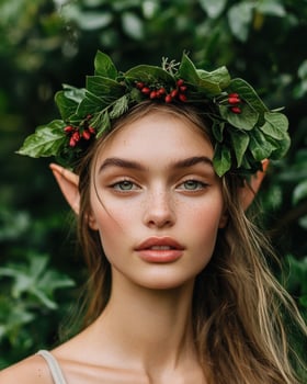 Elven queen in a flower crown photo