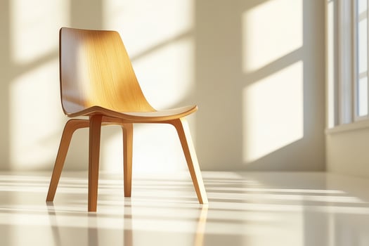 Modern Wooden Chair In Sunlit Room photo