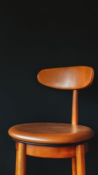 Modern Wooden Chair With Brown Leather Seat photo