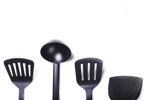 kitchen utensils isolated on white photo