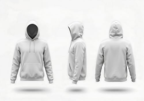 Blank White Hoodie Mockup Front Side Back Views photo