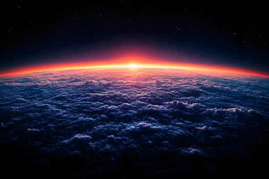 Stunning Sunrise Over Earth Horizon in Space Scene photo