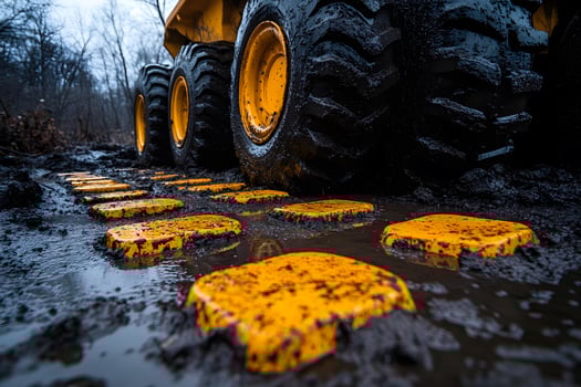 Heavy Machinery in Muddy Terrain - Construction Site Challenges and Equipment Durability photo