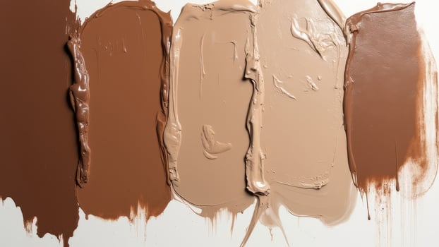 Smears of oil paint. Color of 2025 year - Mocha Mousse. Color trend palette. photo