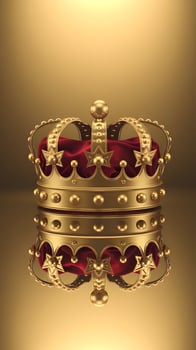 Crown with bulbs on golden background, royal elegance highlighted Vertical Mobile Wallpaper photo