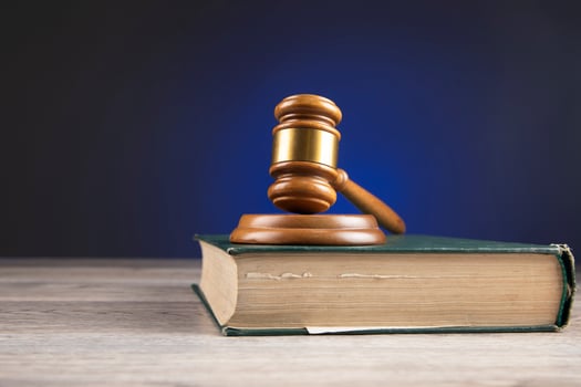 Judges gavel and law book, photo