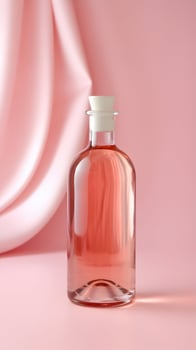 Glass Bottle with Pink Liquid Elegant glass bottle with pink liquid against soft pink background Vertical Mobile Wallpaper photo