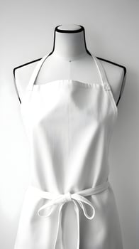 White apron on mannequin with simple straps, emphasizing clean design Vertical Mobile Wallpaper photo