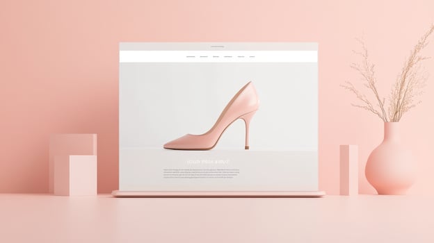 A laptop with a pink shoe on it photo