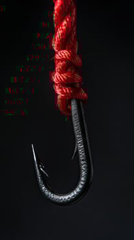 Intricate Fishing Hook and Red Cord Detail photo